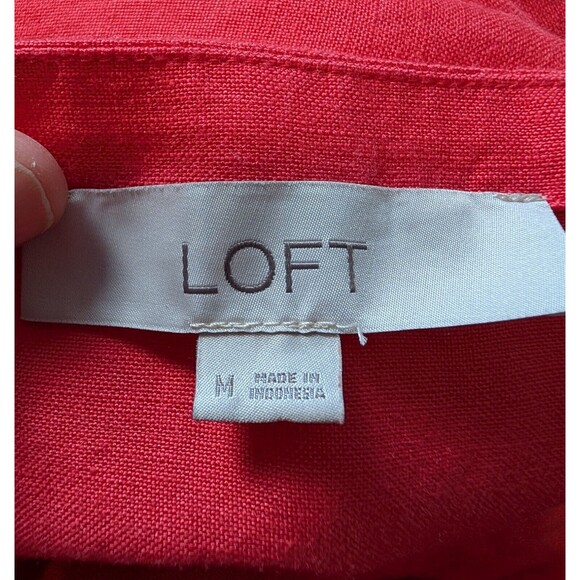 Ann Taylor Loft Size M Dress Linen Blend Square Neck Flounce Flowy Boho - Picture 6 of 9